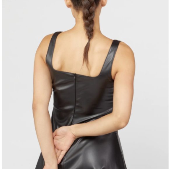 NWT Faux Leather Mini Skater Dress Size Small Black - Picture 3 of 9